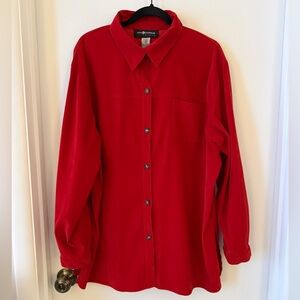 Sag Harbor Suede-feel Bright Red Women's Button Down Plus Size 20